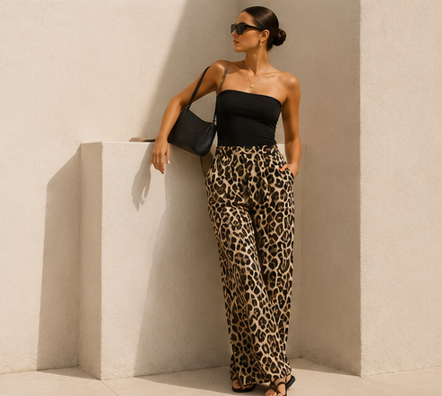 Pantalón Recto Print Leopardo