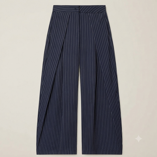 Pantalón Wide Leg Plisado de Tiro Alto