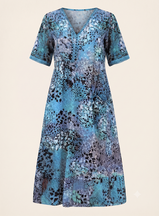 Vestido Midi Fluido Estampado Floral - detalle