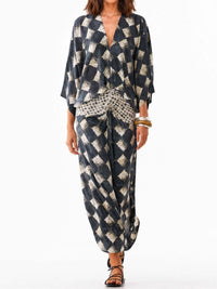 Vestido Maxi Estampado Kimono - Marina