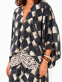 Vestido Maxi Estampado Kimono - Marina