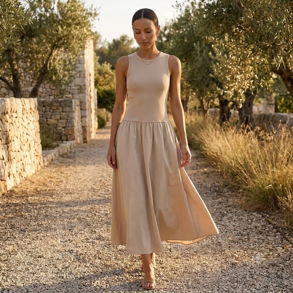 Vestido largo de silueta evasé
