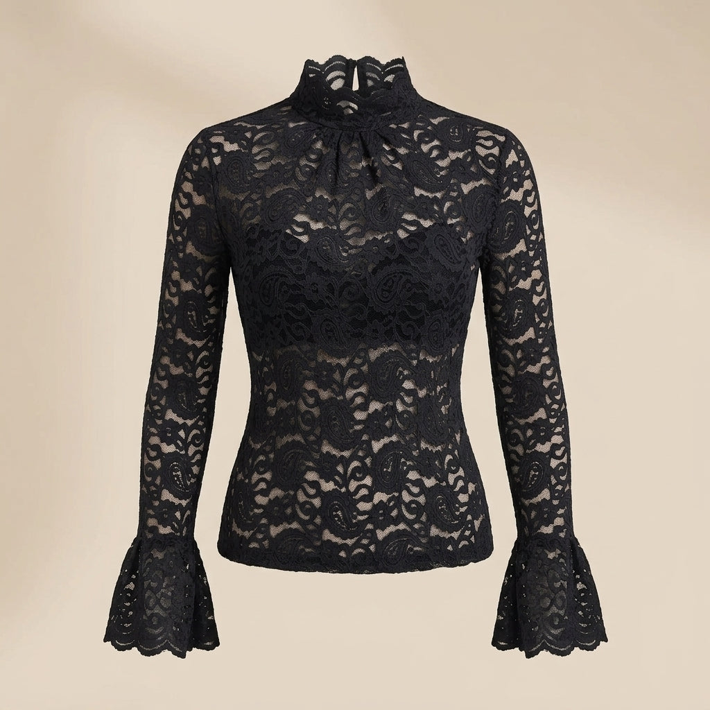 Top de Encaje con Cuello Alto - Emma