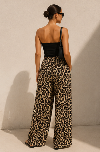 Pantalón Recto Print Leopardo