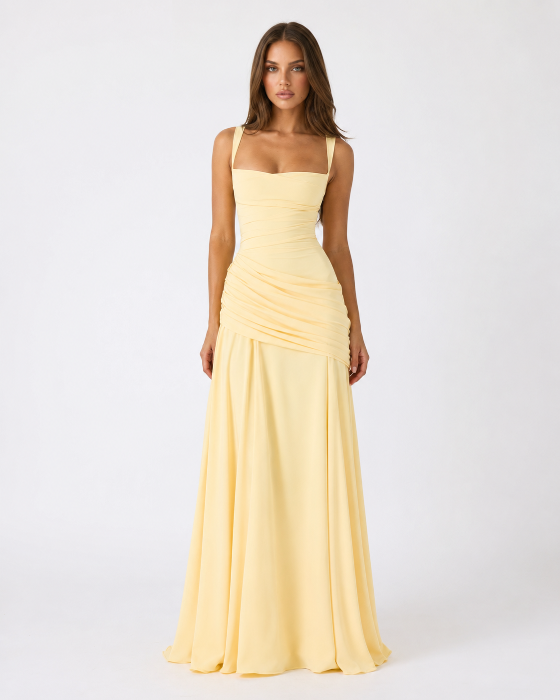 Vestido Largo con Escote Cuadrado - Jimena