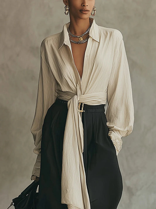 Conjunto con Pantalón Recto y Lazada - Nadia
