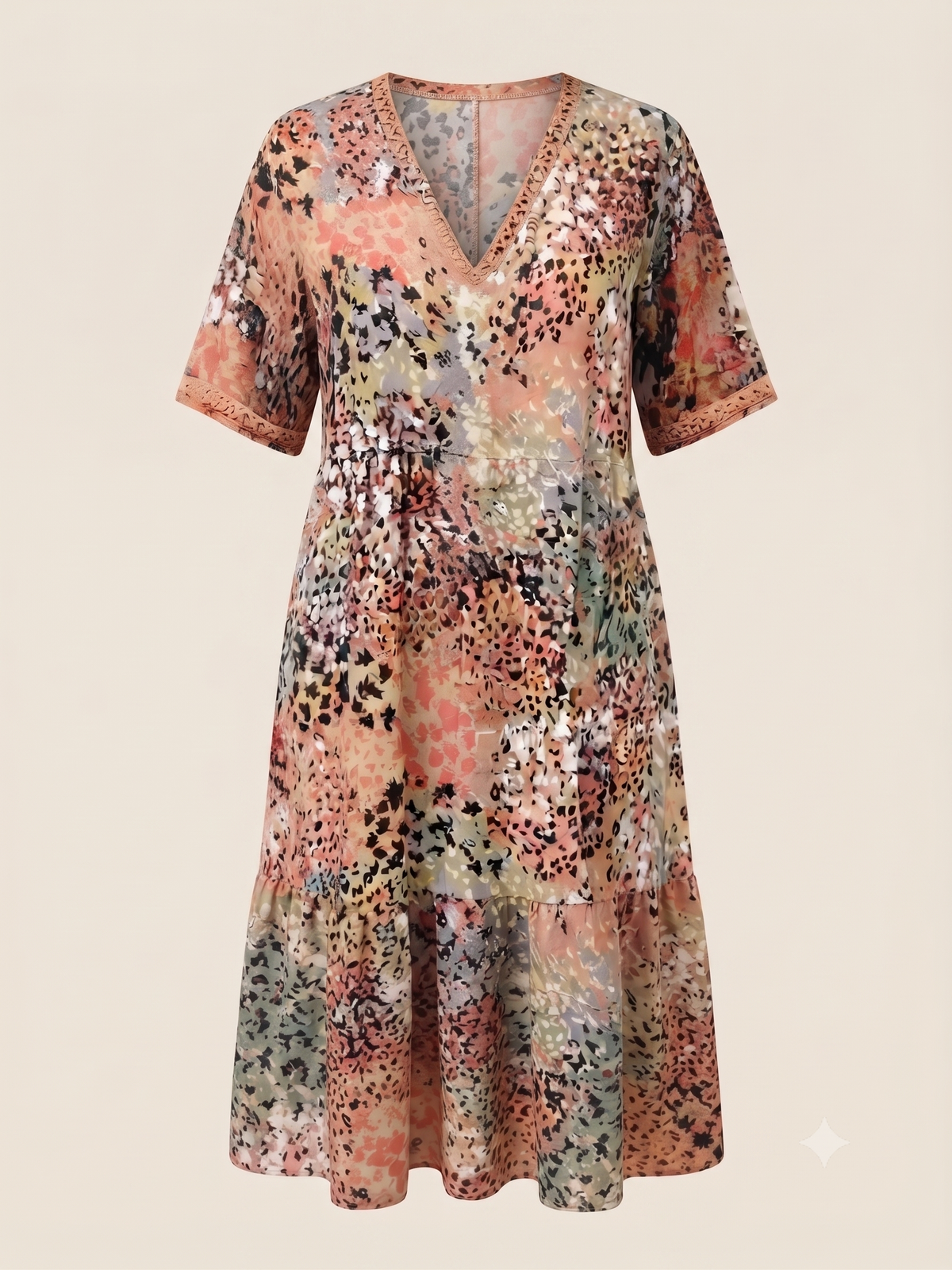 Vestido Midi Fluido Estampado Floral - Salmón