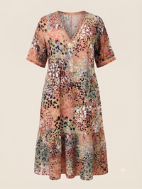 Vestido Midi Fluido Estampado Floral - Salmón