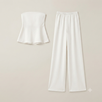 Conjunto de Raso Palabra de Honor y Pantalón Recto