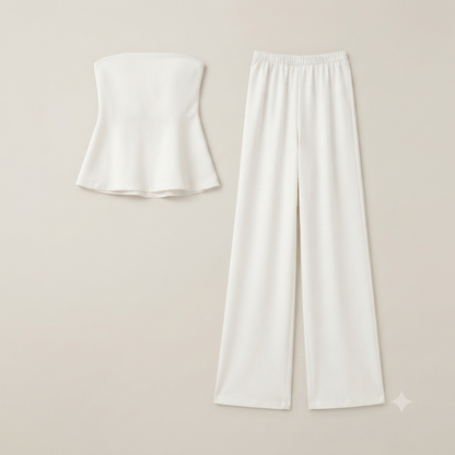 Conjunto de Raso Palabra de Honor y Pantalón Recto