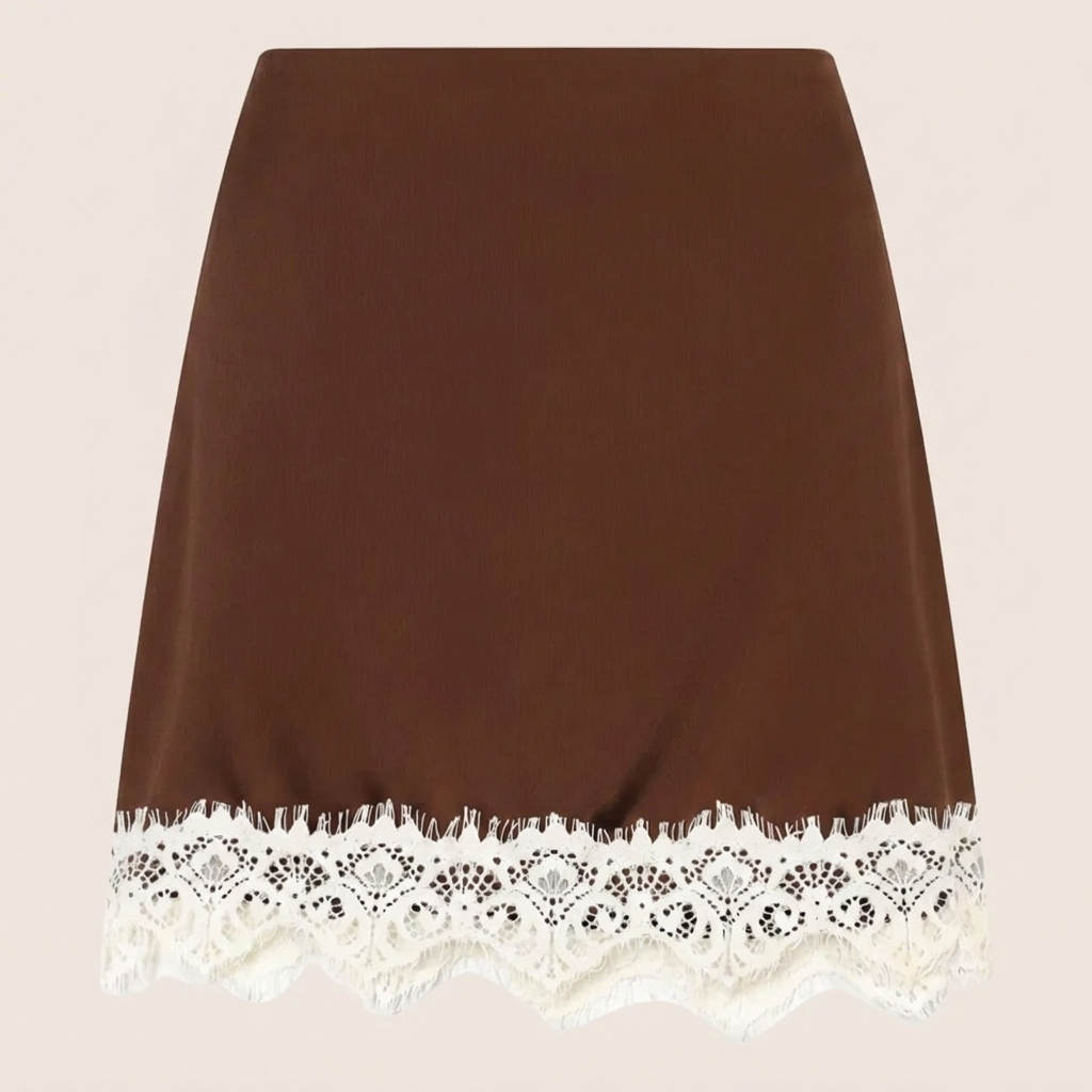 Falda Mini de Raso con Encaje - Celia