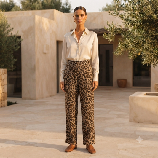 Pantalón Recto Print Leopardo