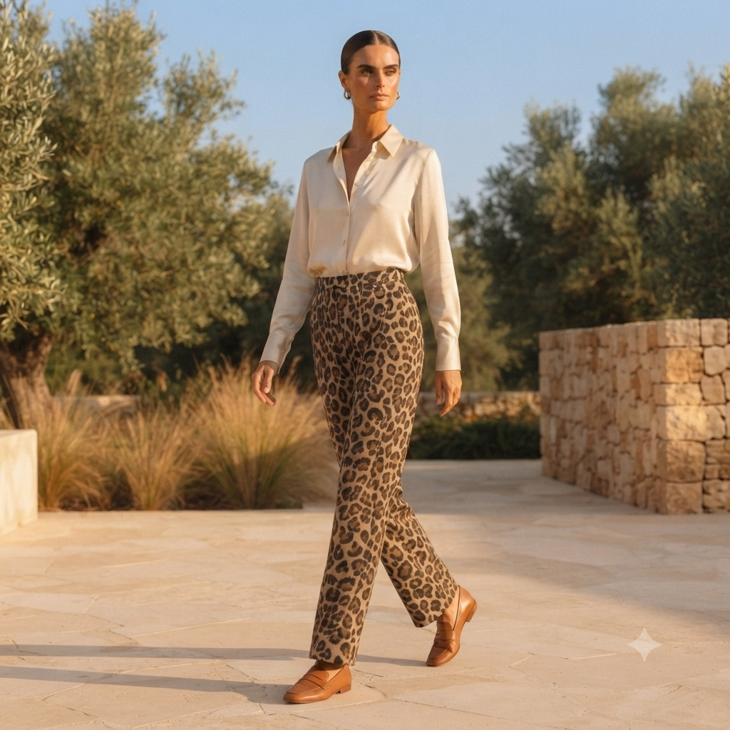 Pantalón Recto Print Leopardo - Zoe