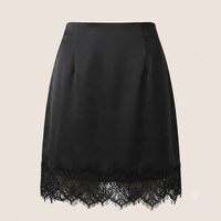 Falda Mini de Raso con Encaje