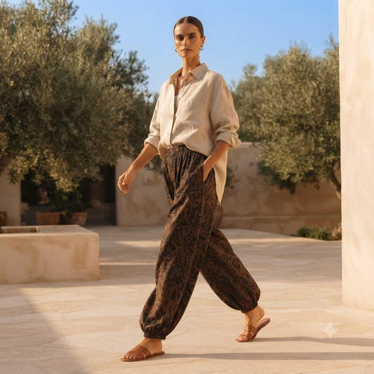 Pantalón wide leg de estampado animal