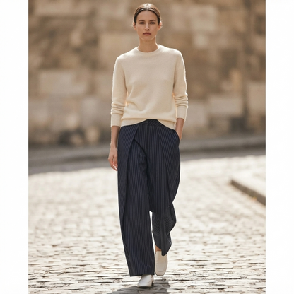 Pantalón Wide Leg Plisado de Tiro Alto