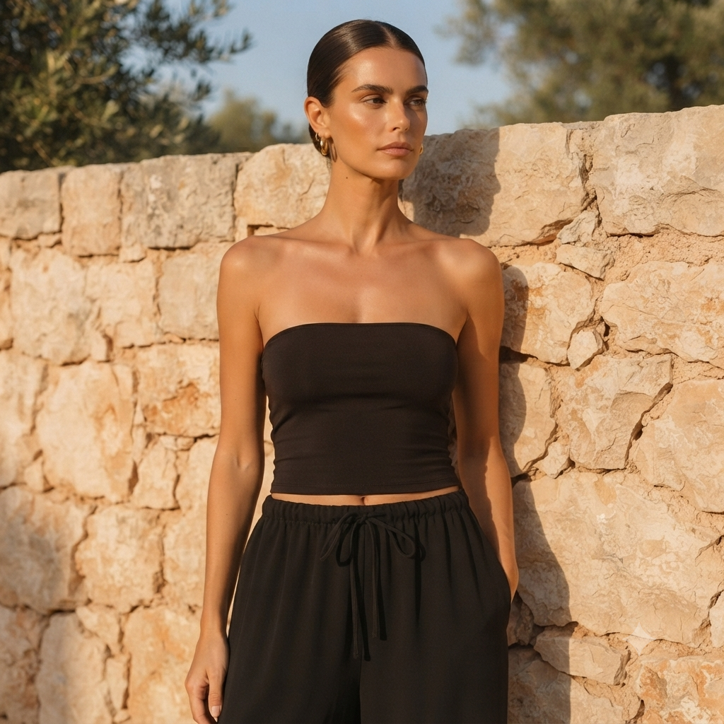 Conjunto Top Fruncido y Pantalón Ancho - Nerea