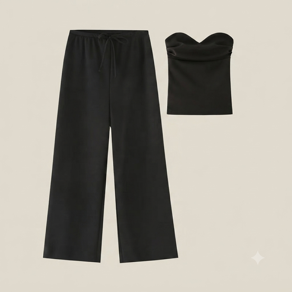 Conjunto Top Fruncido y Pantalón Ancho - Nerea