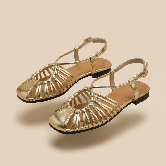 Sandalias romanas de tiras finas en dorado