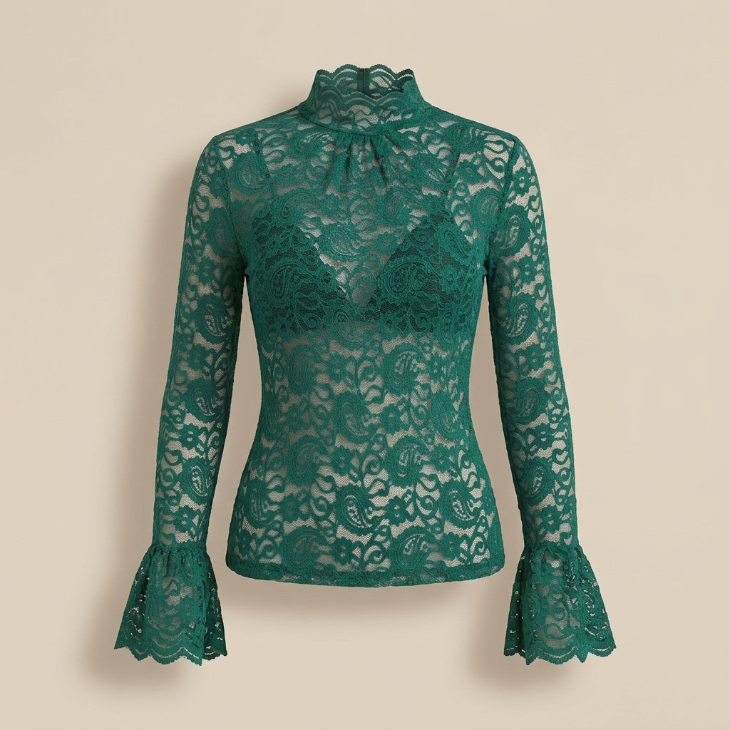 Top de Encaje con Cuello Alto - Emma