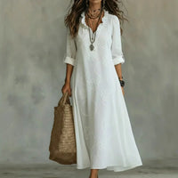 Vestido Largo Floral de Verano Nuria - Blanco
