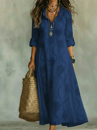 Vestido Largo Floral de Verano Nuria - Azul marino