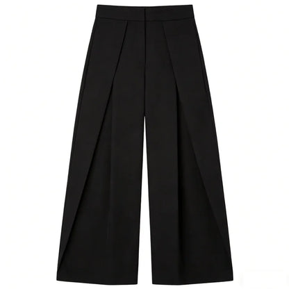 Pantalón Wide Leg Plisado de Tiro Alto