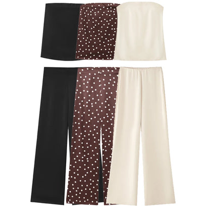 Conjunto de Raso Palabra de Honor y Pantalón Recto