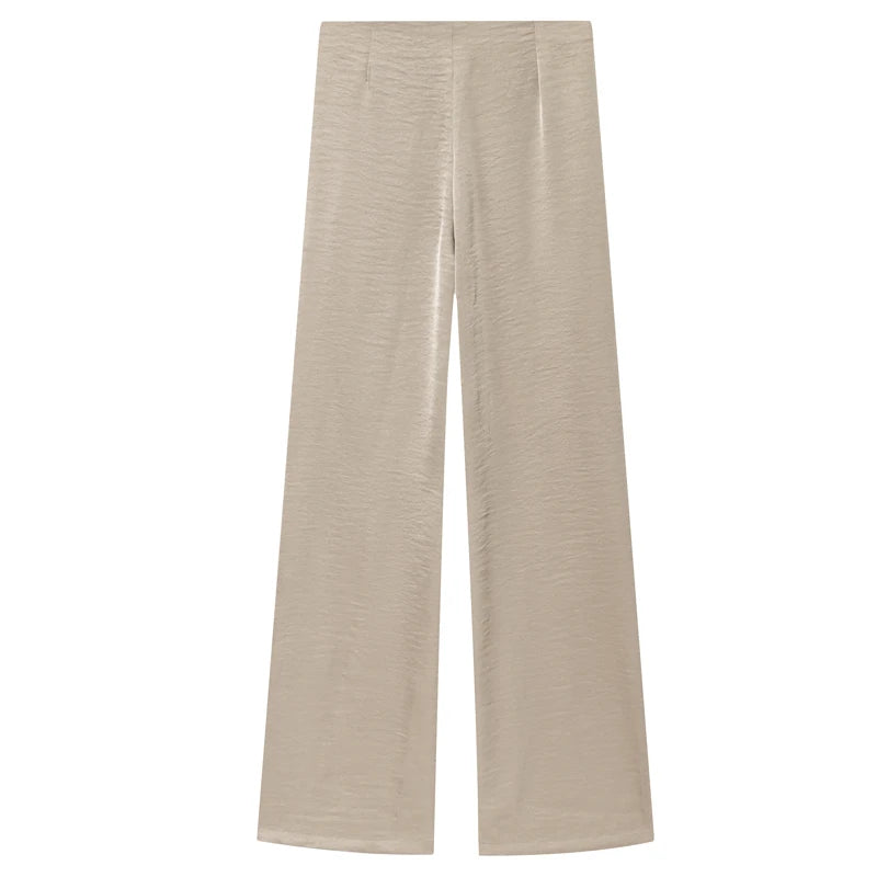 Conjunto de Raso Palabra de Honor y Pantalón Recto - Elena