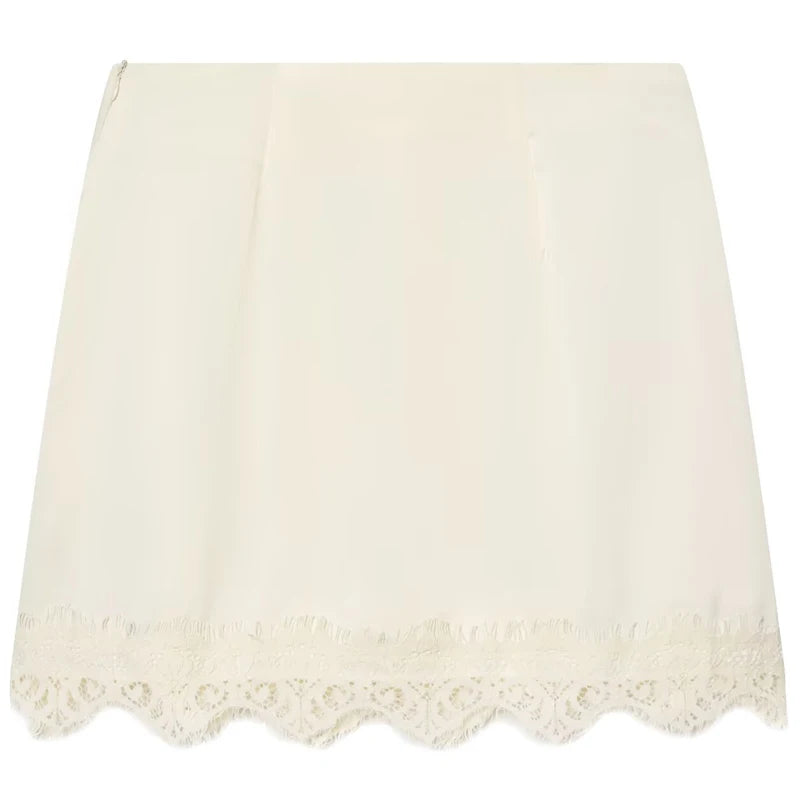 Falda Mini de Raso con Encaje