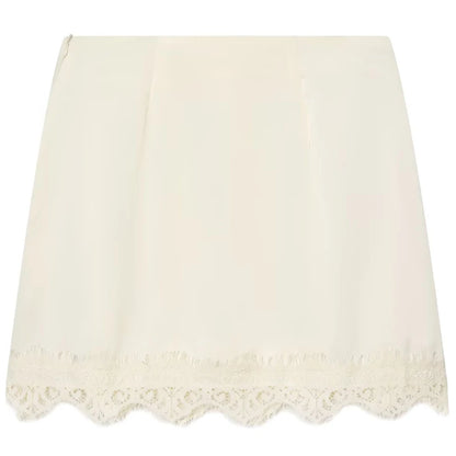 Falda Mini de Raso con Encaje