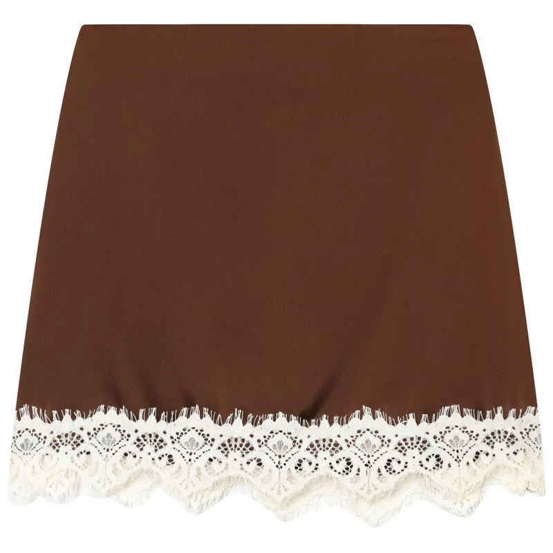 Falda Mini de Raso con Encaje