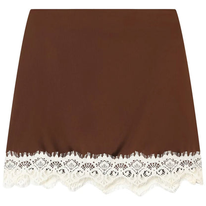 Falda Mini de Raso con Encaje