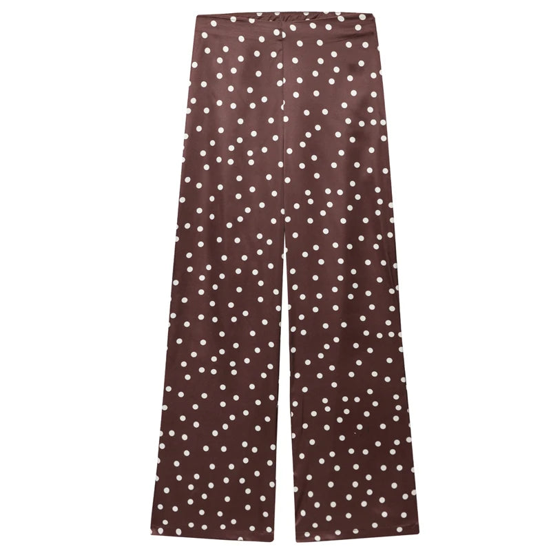 Conjunto de Raso Palabra de Honor y Pantalón Recto - Elena
