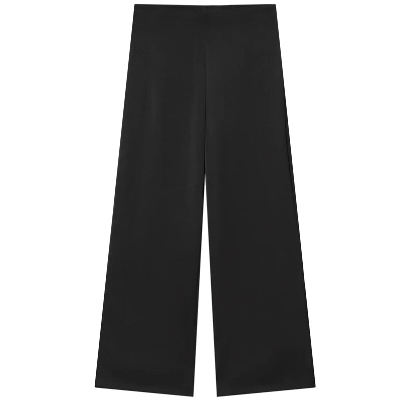 Conjunto de Raso Palabra de Honor y Pantalón Recto - Elena