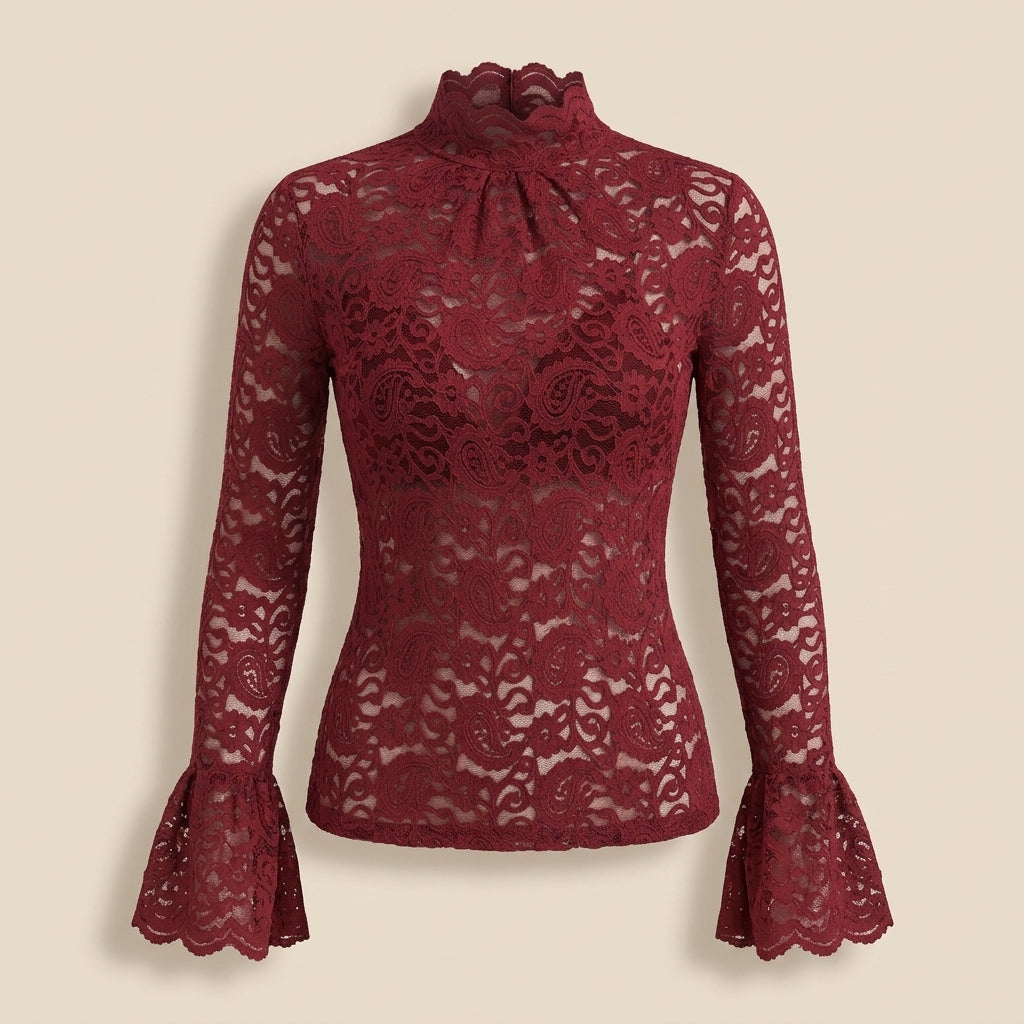 Top de Encaje con Cuello Alto - Emma