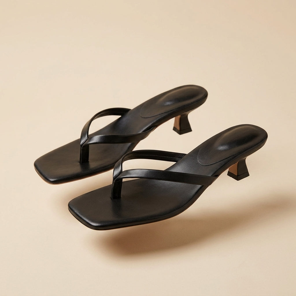 Sandalias de dedo con tacón ancho y estable