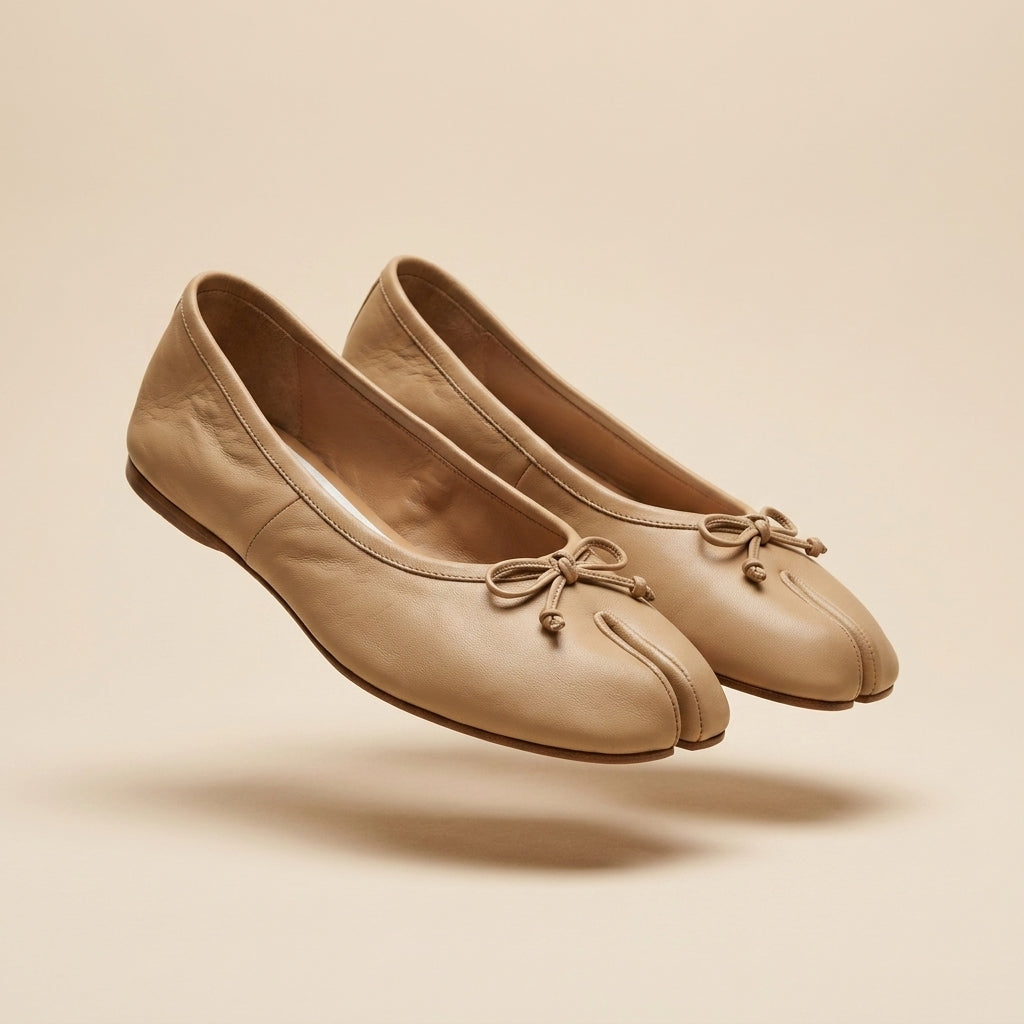 Par de bailarinas tabi de piel para mujer